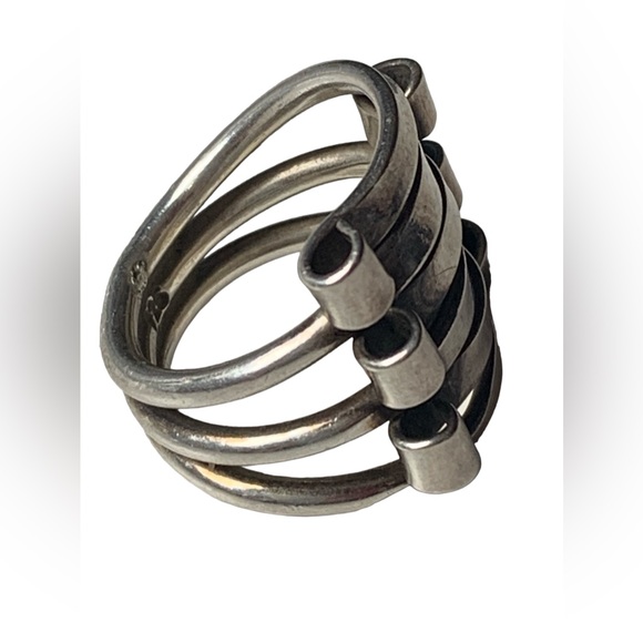 Vintage Modernist Design Sterling Silver Ring Women’s Jewelry Ring - Picture 7 of 8
